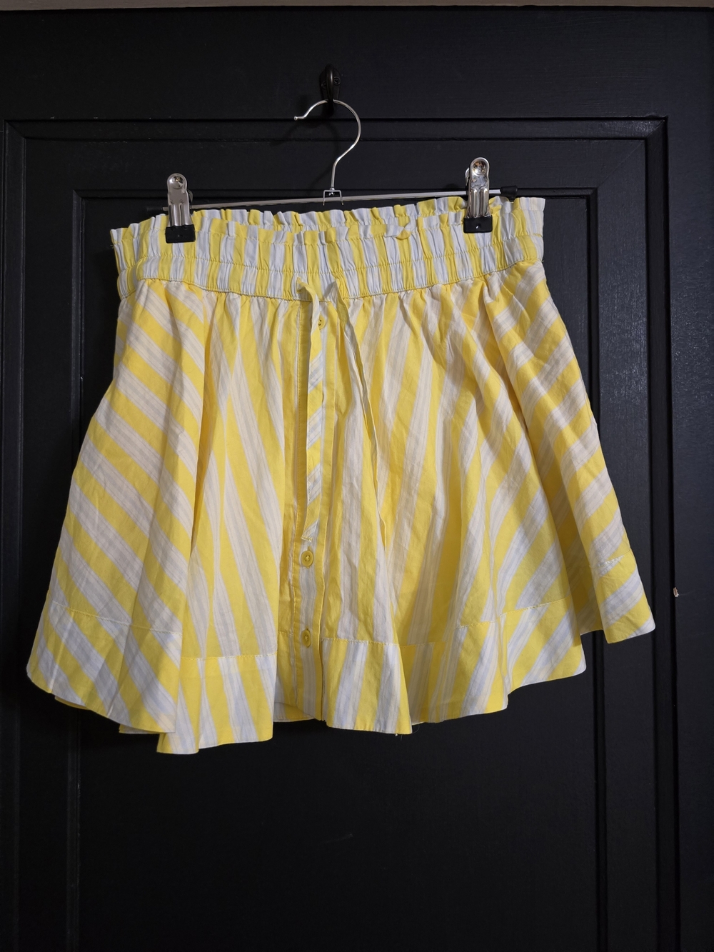 aerie Yellow and White Striped Skater Skirt